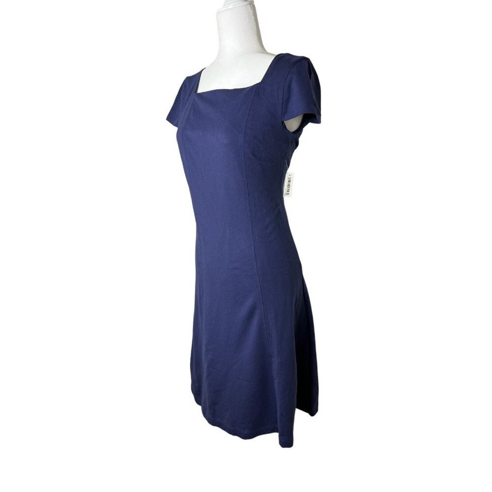 Women's Cap Sleeve Square Neck Dress Seamed Fit, Navy Blue, Size 4 NWT (sku9) - Picture 5 of 9